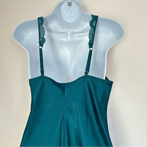 VICTORIAS SECRET VTG Gold Label Satin Green Maxi Nightgown Slip Dress Size S - Picture 8 of 13